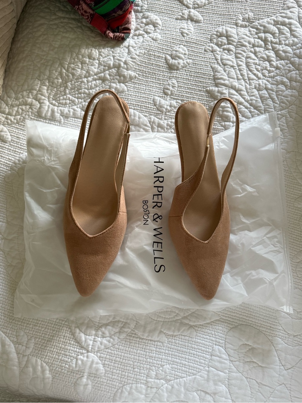 Women's Tan Suede Slingback Pointed-Toe Heels